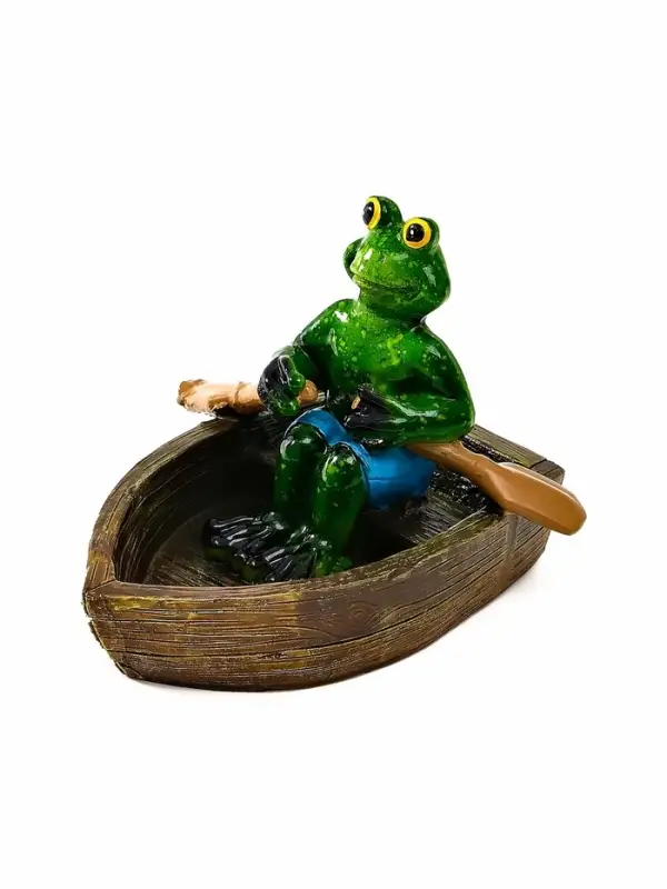 Садовая фигура 14 х 13 х 9,5 см "Лягушка в лодке" Водоплавающая