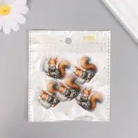 Декор для творчества акрил "Бельчонок в пижамке сладко спит на подушке" 2,9х3,4х0,3 см