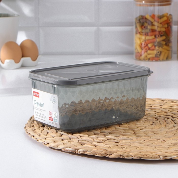 Контейнер для заморозки и хранения продуктов &laquo;Кристалл&raquo;, 1,3 л, 18&times;12,5&times;8 см, цвет черный