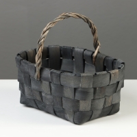 Корзина плетёная, 22&times;15&times;12 см, ручка h=12 см, ива, серая