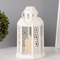 Светодиодная свеча в подсвечнике RISALUX &laquo;Свеча в лампе&raquo;, LED-ночник, 1.5 Вт, 3&times;ААА, 12&times;12&times;23 см