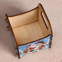 Кашпо деревянное "Санта и снеговик", 10&times;10.5&times;11 см