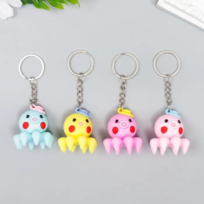 Брелок резина "Осьминожка в шляпке" МИКС 10х3,6 см