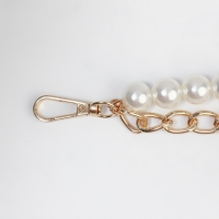 Цепочка для сумки, с жемчугом, d = 14 мм, 2,3 &times; 16 &times; 11,5 мм, 30 см, цвет золотой