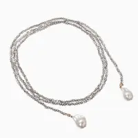 Бусы "Нить стекла" с подвесами жемчуг, L=120см №2, цвет серый АВ