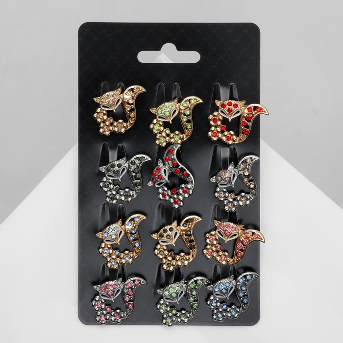 Брошь &laquo;Лиса&raquo; в цветах (неделимая фасовка 12 шт., цена за шт.), цвет МИКС