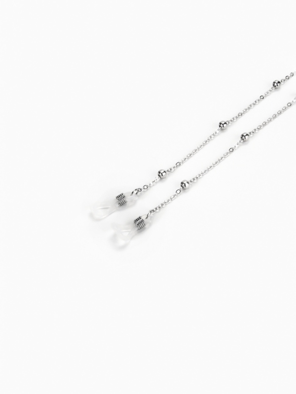 Цепочка для очков, шнурок на шею 65 см, серебро