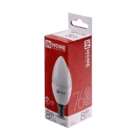 Лампа светодиодная IN HOME LED-СВЕЧА-VC, Е14, 8 Вт, 230 В, 4000 К, 760 Лм Лампа светодиодная IN HOME LED-СВЕЧА-VC, Е14, 8 Вт, 230 В, 4000 К, 760 Лм