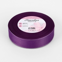 Лента репсовая 25мм*25&plusmn;1ярд(23м&plusmn;1м) серебряные нити №046 фиолетовый АУ