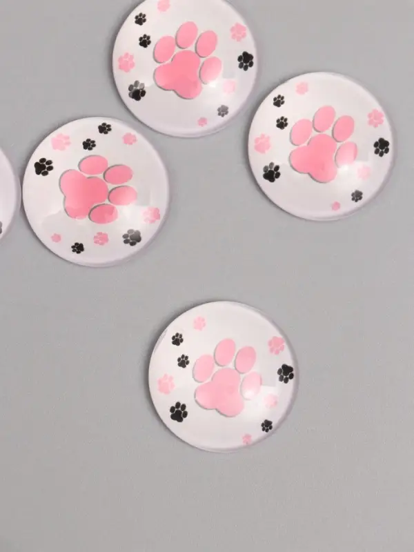 Кабошон стекло для творчества "Круг. Следы кошки" 3х3 см