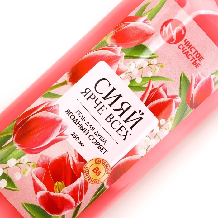 Гель для душа ЧИСТОЕ СЧАСТЬЕ &laquo;Сияй ярче всех&raquo;, 250 мл, аромат ягодный сорбет