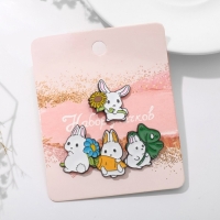 Набор значков (4 шт.) &laquo;Зайчата&raquo;, цветной в чёрном металле