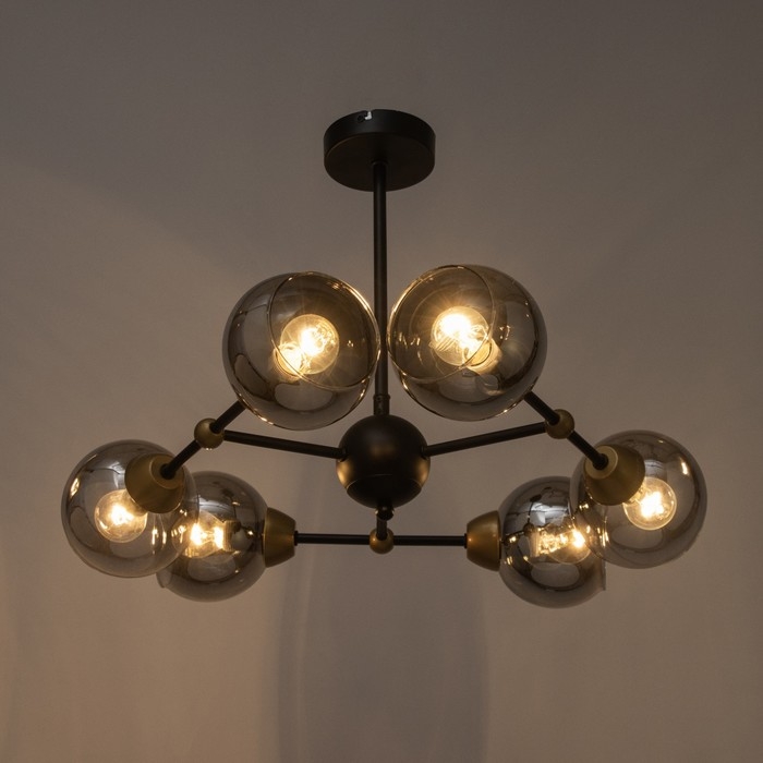 Люстра "Атом" 6х60Вт Цоколь: Е27 Цвет: Черный