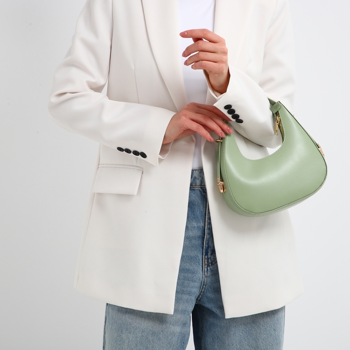 Сумка женская багет на молнии, цвет зелёный