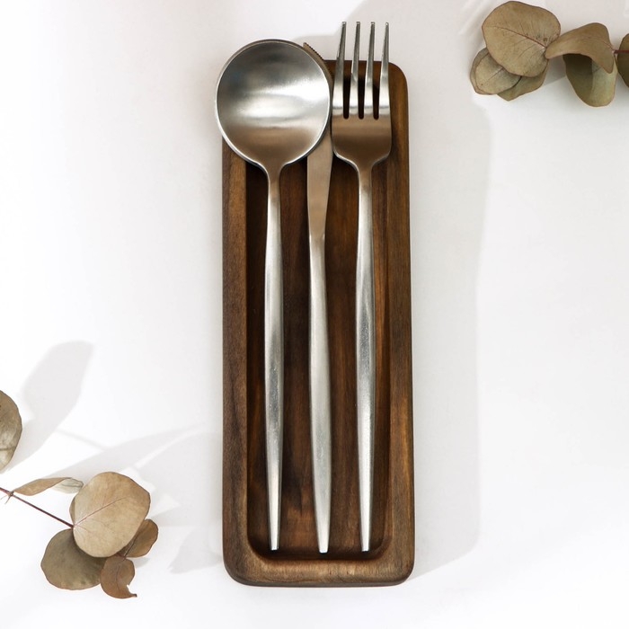 Лоток для подачи столовых приборов Adelica, 23×8×1,8 см, окрашен в тёмный цвет, берёза Лоток для подачи столовых приборов Adelica, 23×8×1,8 см, окрашен в тёмный цвет, берёза