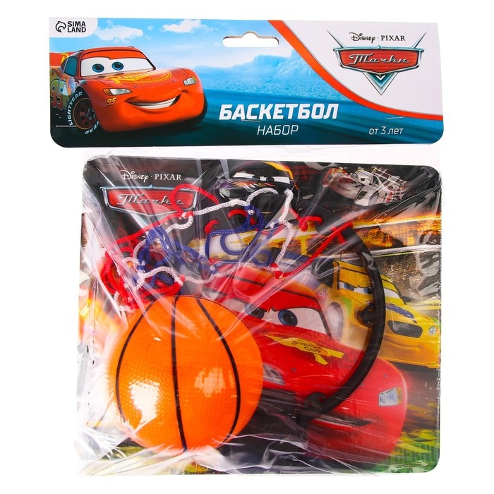 Баскетбольный набор с мячом &laquo;Тачки&raquo;, диаметр мяча 8 см, диаметр кольца 13,5 см