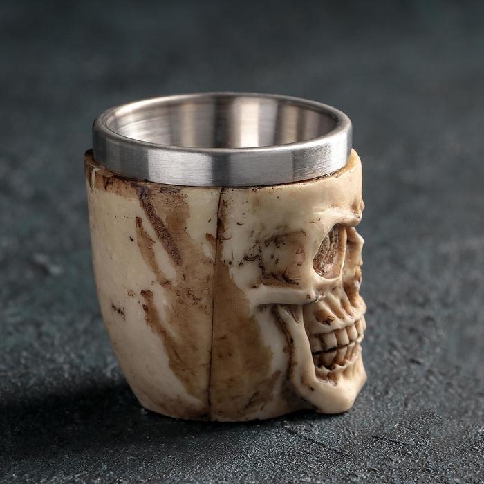 Стопка из нержавеющей стали &laquo;Череп. Хэллоуин&raquo;, 60 мл, цвет бежевый