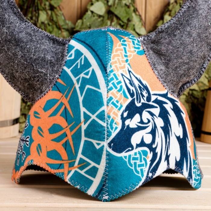 Шапка для бани Шапка для бани "Викинг" волк, зеленый