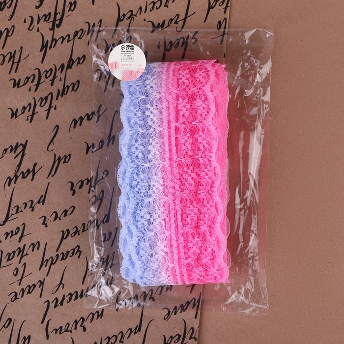 Кружево капроновое &laquo;Градиент&raquo;, 45 мм &times; 10 &plusmn; 1 м, цвет розовый/сиреневый №3