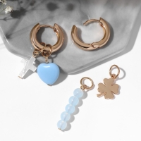 Серьги со съёмным элементом &laquo;Трансформер&raquo; крестик, цвет бело-синий в золоте