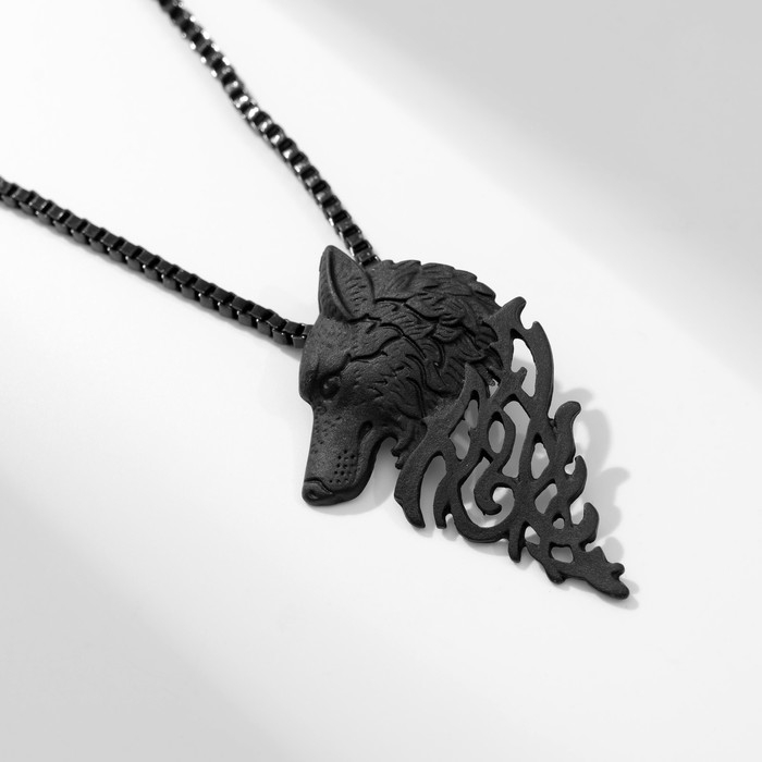 Кулон унисекс &laquo;Волк&raquo; профиль, цвет чёрный, 60 см