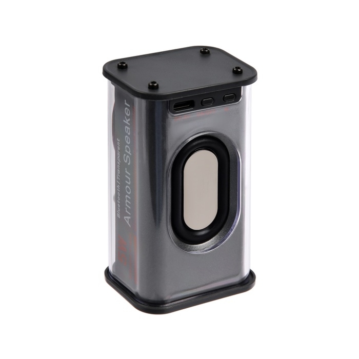 Портативная колонка К07, 5 Вт, прозрачная, 500 мАч, подсветка, чёрная Портативная колонка К07, 5 Вт, прозрачная, 500 мАч, подсветка, чёрная