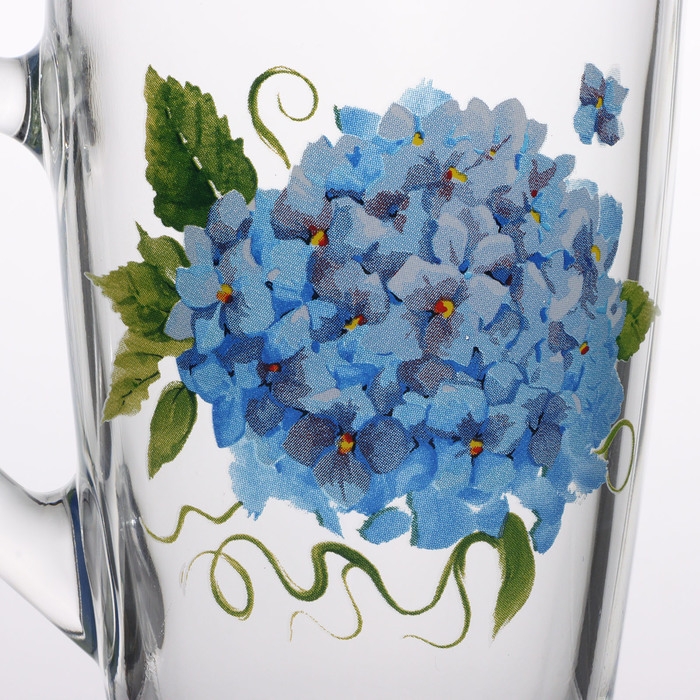 Кружка стеклянная &laquo;Гортензия&raquo;, 300 мл