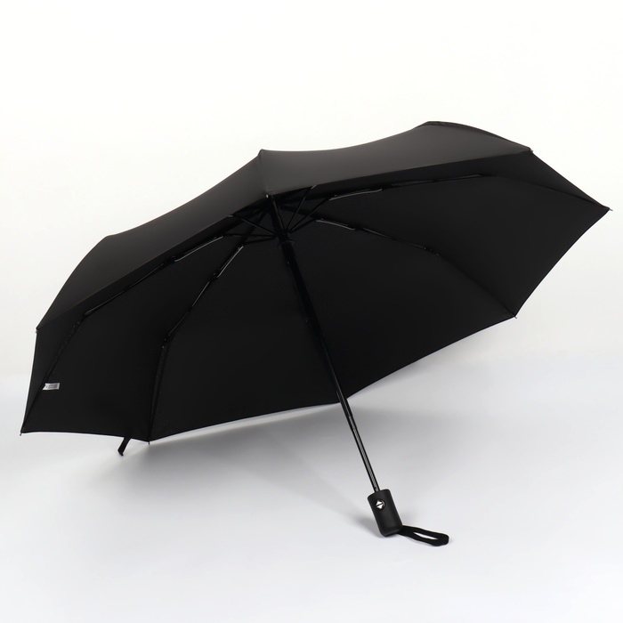 Зонт автоматический &laquo;Однотон&raquo;, 3 сложения, 8 спиц, R = 48/55 см, D = 110 см, цвет чёрный