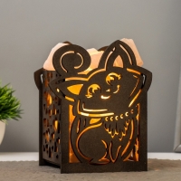 Соляной светильник "КОШЕЧКА" деревянная Е14 15Вт 1,4 кг Соляной светильник "КОШЕЧКА" деревянная Е14 15Вт 1,4 кг