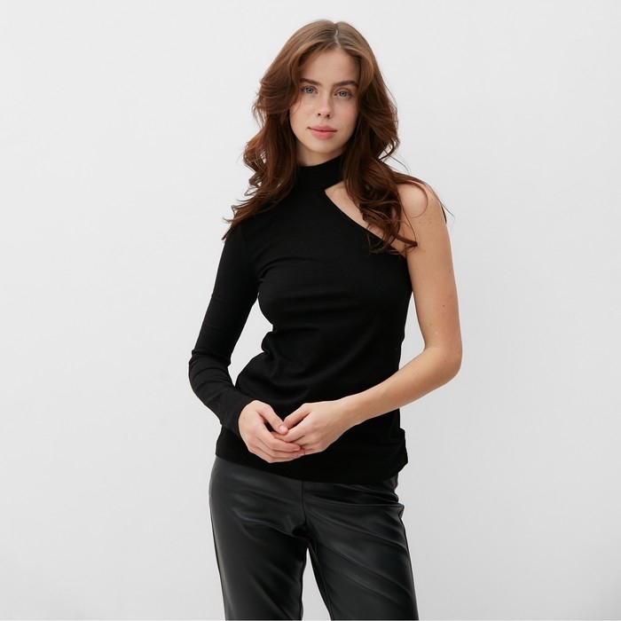 Лонгслив женский на одно плечо MINAKU: Basic line цвет чёрный, размер 42 Лонгслив женский на одно плечо MINAKU: Basic line цвет чёрный, размер 42