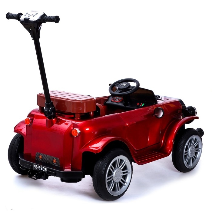 Электромобиль &laquo;Ретро&raquo;, с подставкой для родителя, цвет красный глянец