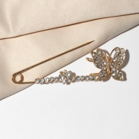 Булавка «Бабочки» дуэт, 8 см, цвет белый в золоте Булавка «Бабочки» дуэт, 8 см, цвет белый в золоте