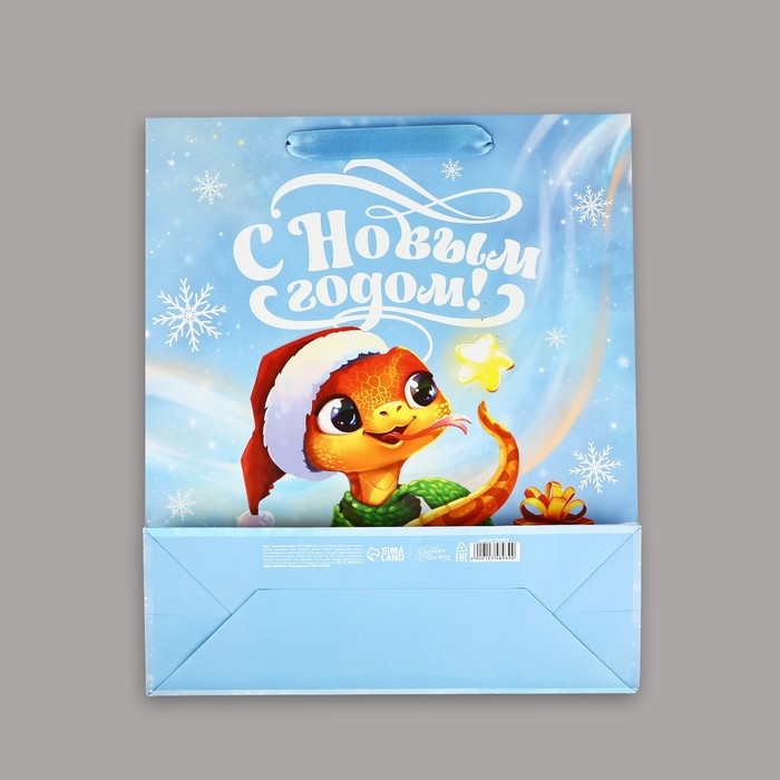 Пакет подарочный новогодний ламинированный &laquo;Змея 2025&raquo;, M 26 х 30 х 9 см, Новый год