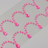 Наклейка пластик стразы "Подвесы" малиновая 35х8 см