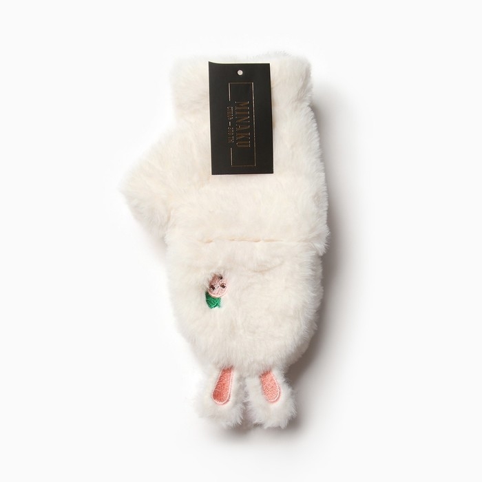 Варежки подростковые MINAKU Зайка 24 см цвет белый Варежки подростковые MINAKU Зайка 24 см цвет белый