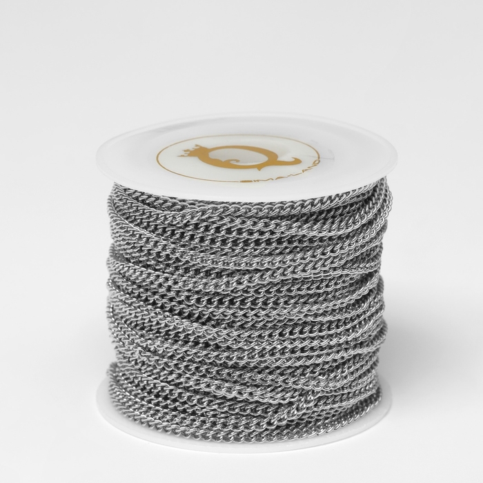 Цепочка железная без карабина на бобине, 0,11&times;0,11&times;0,1 см, L=10 м, сердце, цвет серебро