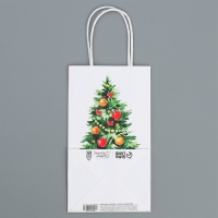 Пакет подарочный новогодний крафтовый &laquo;Уют в доме&raquo;, 12 х 21 х 9 см, Новый год