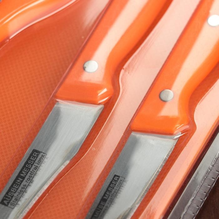 Набор кухонных принадлежностей, 5 предметов: ножи 7,5 см, 12,5 см, 17,5 см, ножницы, доска 29&times;20 см, цвет МИКС