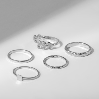 Кольцо набор 5 штук «Идеальные пальчики» лёгкость, цвет белый в серебре Кольцо набор 5 штук «Идеальные пальчики» лёгкость, цвет белый в серебре