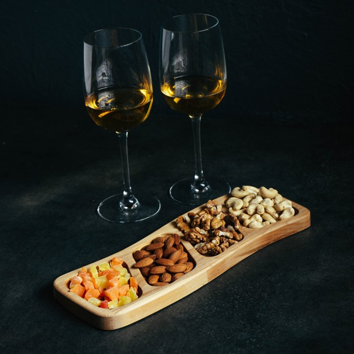 Менажница прямоугольная Доляна, 30&times;10&times;1,8 см, 4 секции, берёза