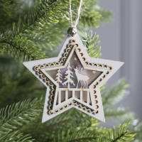 Ёлочная игрушка &laquo;Звезда с оленем&raquo;, от батареек, свечение тёплое белое