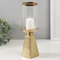 Подсвечник керамика, стекло на 1 свечу "Буэно" d=7,5 см золото 9,5х9,5х29,5 см