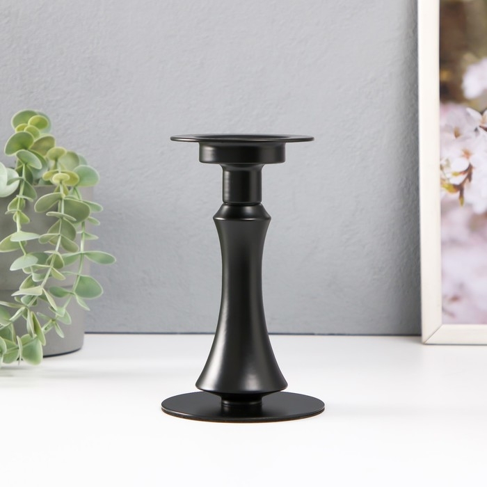 Подсвечник металл на 1 свечу d=до 5 см "Эмиль" черный 9х9х16,5 см