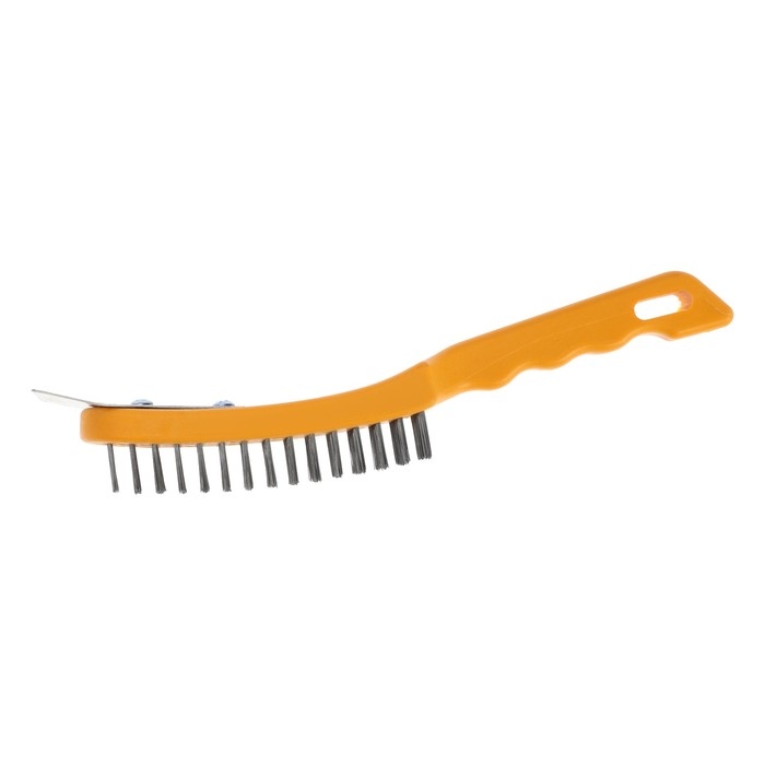 Щетка металлическая ручная ТУНДРА, со шпателем, пластиковая рукоятка, 6-рядная Щетка металлическая ручная ТУНДРА, со шпателем, пластиковая рукоятка, 6-рядная