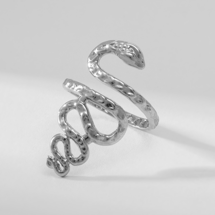Новый год! Символ года 2025! Кольцо металл &laquo;Змея&raquo; извилистая, цвет серебро, размер 17