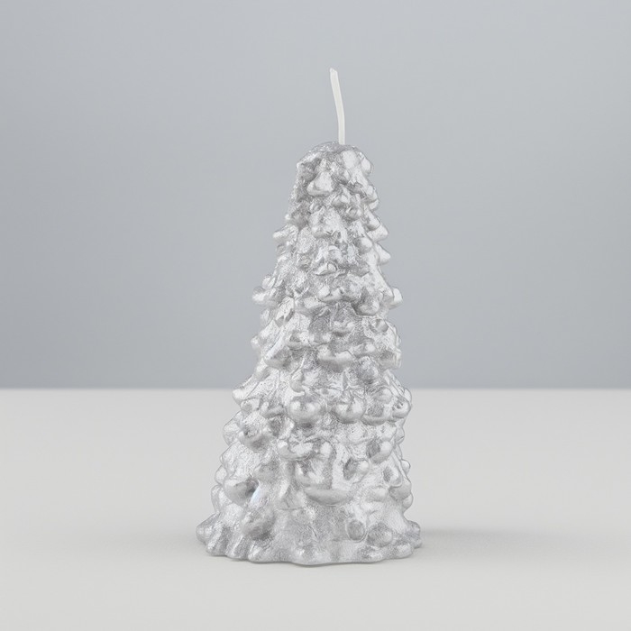 Свеча новогодняя "Ёлка" 10х5см, серебро