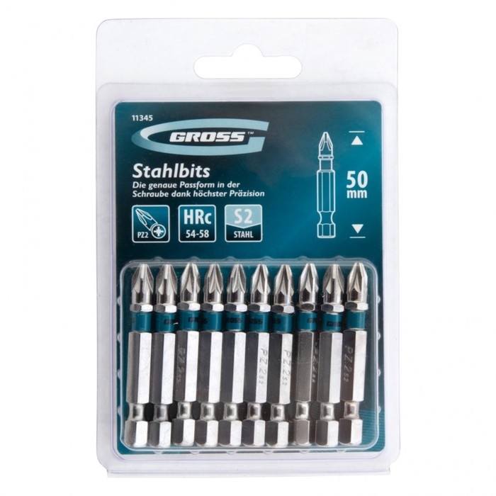 Набор бит РZ2х50 Gross, сталь S2 (набор 10шт) Набор бит РZ2х50 Gross, сталь S2 (набор 10шт)
