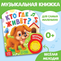 Музыкальная книга &laquo;Кто где живёт&raquo;, 14,4 х 17 см, 10 стр.