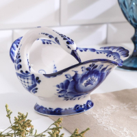 Конфетница &laquo;Лебедь&raquo;, 18х15х12 см, гжель