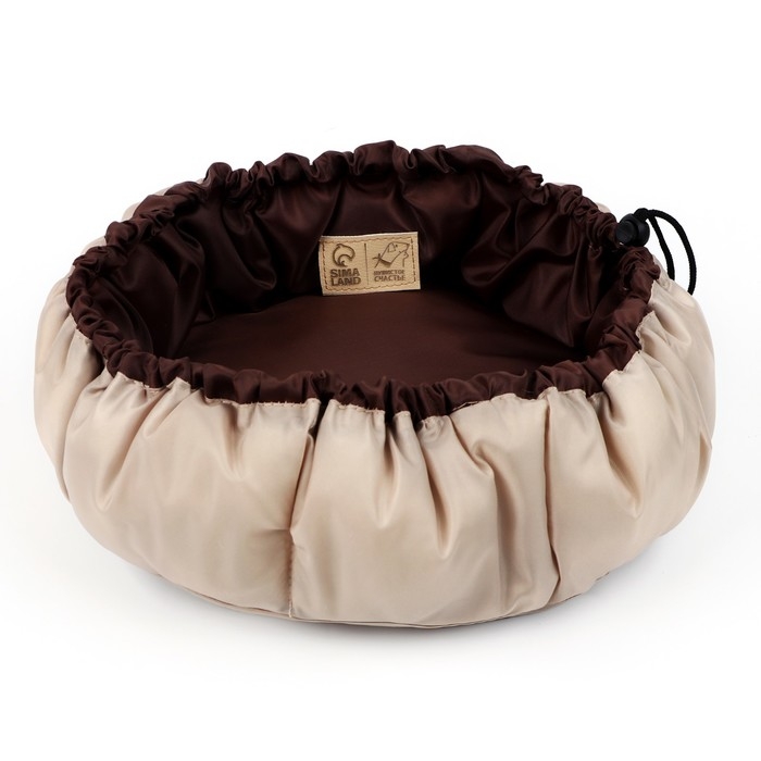 Лежанка для кошек и собак двусторонняя с игрушкой &laquo;Кофе с молоком&raquo; 50-30х12 см